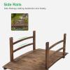 imageVINGLI 5 ft Garden Bridge Classic Wooden Arch with Safety Rails Stained Finished Footbridge Decorative Pond Landscaping Backyard Creek or FarmCarbonized Wood