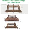 imageVINGLI 5 ft Garden Bridge Classic Wooden Arch with Safety Rails Stained Finished Footbridge Decorative Pond Landscaping Backyard Creek or FarmCarbonized Wood