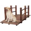imageVINGLI 5 ft Garden Bridge Classic Wooden Arch with Safety Rails Stained Finished Footbridge Decorative Pond Landscaping Backyard Creek or FarmCarbonized Wood