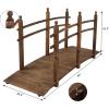 imageVINGLI 5 ft Garden Bridge Classic Wooden Arch with Safety Rails Stained Finished Footbridge Decorative Pond Landscaping Backyard Creek or FarmCarbonized Wood