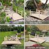 imageVINGLI 5 ft Garden Bridge Classic Wooden Arch with Safety Rails Stained Finished Footbridge Decorative Pond Landscaping Backyard Creek or FarmNatural Wood