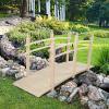 imageVINGLI 5 ft Garden Bridge Classic Wooden Arch with Safety Rails Stained Finished Footbridge Decorative Pond Landscaping Backyard Creek or FarmNatural Wood