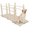 imageVINGLI 5 ft Garden Bridge Classic Wooden Arch with Safety Rails Stained Finished Footbridge Decorative Pond Landscaping Backyard Creek or FarmNatural Wood