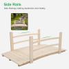imageVINGLI 5 ft Garden Bridge Classic Wooden Arch with Safety Rails Stained Finished Footbridge Decorative Pond Landscaping Backyard Creek or FarmNatural Wood
