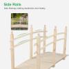 imageVINGLI 5 ft Garden Bridge Classic Wooden Arch with Safety Rails Stained Finished Footbridge Decorative Pond Landscaping Backyard Creek or FarmNatural Wood