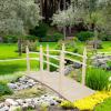 imageVINGLI 5 ft Garden Bridge Classic Wooden Arch with Safety Rails Stained Finished Footbridge Decorative Pond Landscaping Backyard Creek or FarmNatural Wood