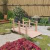 imageVINGLI 5 ft Garden Bridge Classic Wooden Arch with Safety Rails Stained Finished Footbridge Decorative Pond Landscaping Backyard Creek or FarmNatural Wood