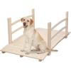 imageVINGLI 5 ft Garden Bridge Classic Wooden Arch with Safety Rails Stained Finished Footbridge Decorative Pond Landscaping Backyard Creek or FarmNatural Wood