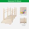 imageVINGLI 5 ft Garden Bridge Classic Wooden Arch with Safety Rails Stained Finished Footbridge Decorative Pond Landscaping Backyard Creek or FarmNatural Wood