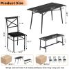 imageVINGLI 55in Modern Dining Table Set for 6 Rectangular Kitchen Dining Table Bench 6 Piece Wooden Dinner Table Set with Upholstered Chairs for Kitchen Dining Room Apartment  Dark GreyDark Grey