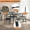 imageVINGLI 55in Modern Dining Table Set for 6 Rectangular Kitchen Dining Table Bench 6 Piece Wooden Dinner Table Set with Upholstered Chairs for Kitchen Dining Room Apartment  Dark GreyDark Grey
