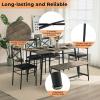 imageVINGLI 55in Modern Dining Table Set for 6 Rectangular Kitchen Dining Table Bench 6 Piece Wooden Dinner Table Set with Upholstered Chairs for Kitchen Dining Room Apartment  Dark GreyRustic Brown