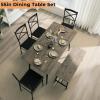 imageVINGLI 55in Modern Dining Table Set for 6 Rectangular Kitchen Dining Table Bench 6 Piece Wooden Dinner Table Set with Upholstered Chairs for Kitchen Dining Room Apartment  Dark GreyRustic Brown