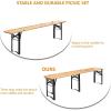 imageVINGLI 6 Foot Folding Picnic Table with Benches WeatherResistant Wood Beer Camping Table wCarrying Handles for Family Garden Patio Outdoor Activities Use at Home and Commercial