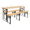 imageVINGLI 6 Foot Folding Picnic Table with Benches WeatherResistant Wood Beer Camping Table wCarrying Handles for Family Garden Patio Outdoor Activities Use at Home and Commercial