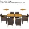 imageVINGLI 7 PCS Patio Dining Set Wicker Patio Furniture Set with Acacia Wood Table Top Outdoor Dining Set for 6 Patio Dining Table Rattan Patio Conversation Set for Garden and Yard
