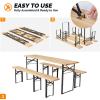 imageVINGLI 70 Inch Folding Picnic Tables with Benches Set WeatherResistant Wooden Beer Garden Table Bench 3Piece Portable Fold Up Camping BBQ Table wCarrying Handles