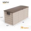 imageVINGLI 75 Gallon Outdoor Storage Box Lockable Plastic Storage Containers with Lid Patio Deck Box Furniture for Garden Pool Balcony Yard GreyCoffee