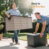 imageVINGLI 75 Gallon Outdoor Storage Box Lockable Plastic Storage Containers with Lid Patio Deck Box Furniture for Garden Pool Balcony Yard GreyCoffee
