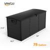 imageVINGLI 75 Gallon Outdoor Storage Box Lockable Plastic Storage Containers with Lid Patio Deck Box Furniture for Garden Pool Balcony Yard GreyFull Black