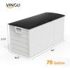 imageVINGLI 75 Gallon Outdoor Storage Box Lockable Plastic Storage Containers with Lid Patio Deck Box Furniture for Garden Pool Balcony Yard GreyWhite
