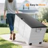 imageVINGLI 75 Gallon Outdoor Storage Box Lockable Plastic Storage Containers with Lid Patio Deck Box Furniture for Garden Pool Balcony Yard GreyWhite