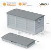 imageVINGLI 75 Gallon Outdoor Storage Box Lockable Plastic Storage Containers with Lid Patio Deck Box Furniture for Garden Pool Balcony Yard GreyZ Light Grey
