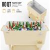 imageVINGLI 80 Quart Rolling Ice Chest Portable Patio Party Bar Drink Cooler Cart with Shelf Beverage Pool with Bottle OpenerBeige