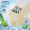 imageVINGLI 80 Quart Rolling Ice Chest Portable Patio Party Bar Drink Cooler Cart with Shelf Beverage Pool with Bottle OpenerBeige