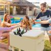 imageVINGLI 80 Quart Rolling Ice Chest Portable Patio Party Bar Drink Cooler Cart with Shelf Beverage Pool with Bottle OpenerBeige