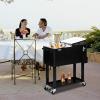 imageVINGLI 80 Quart Rolling Ice Chest Portable Patio Party Bar Drink Cooler Cart with Shelf Beverage Pool with Bottle OpenerBlack