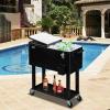 imageVINGLI 80 Quart Rolling Ice Chest Portable Patio Party Bar Drink Cooler Cart with Shelf Beverage Pool with Bottle OpenerBlack