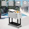 imageVINGLI 80 Quart Rolling Ice Chest Portable Patio Party Bar Drink Cooler Cart with Shelf Beverage Pool with Bottle OpenerGrey