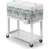 imageVINGLI 80 Quart Rolling Ice Chest Portable Patio Party Bar Drink Cooler Cart with Shelf Beverage Pool with Bottle OpenerGrey with MultiColored