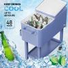 imageVINGLI 80 Quart Rolling Ice Chest Portable Patio Party Bar Drink Cooler Cart with Shelf Beverage Pool with Bottle OpenerHaze Blue