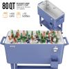 imageVINGLI 80 Quart Rolling Ice Chest Portable Patio Party Bar Drink Cooler Cart with Shelf Beverage Pool with Bottle OpenerHaze Blue