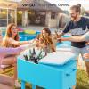 imageVINGLI 80 Quart Rolling Ice Chest Portable Patio Party Bar Drink Cooler Cart with Shelf Beverage Pool with Bottle OpenerLight Blue