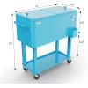 imageVINGLI 80 Quart Rolling Ice Chest Portable Patio Party Bar Drink Cooler Cart with Shelf Beverage Pool with Bottle OpenerLight Blue