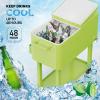 imageVINGLI 80 Quart Rolling Ice Chest Portable Patio Party Bar Drink Cooler Cart with Shelf Beverage Pool with Bottle OpenerLight Green