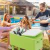 imageVINGLI 80 Quart Rolling Ice Chest Portable Patio Party Bar Drink Cooler Cart with Shelf Beverage Pool with Bottle OpenerLight Green