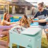 imageVINGLI 80 Quart Rolling Ice Chest Portable Patio Party Bar Drink Cooler Cart with Shelf Beverage Pool with Bottle OpenerMint Green
