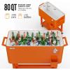 imageVINGLI 80 Quart Rolling Ice Chest Portable Patio Party Bar Drink Cooler Cart with Shelf Beverage Pool with Bottle OpenerOrange