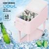 imageVINGLI 80 Quart Rolling Ice Chest Portable Patio Party Bar Drink Cooler Cart with Shelf Beverage Pool with Bottle OpenerPink