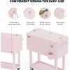 imageVINGLI 80 Quart Rolling Ice Chest Portable Patio Party Bar Drink Cooler Cart with Shelf Beverage Pool with Bottle OpenerPink