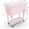 imageVINGLI 80 Quart Rolling Ice Chest Portable Patio Party Bar Drink Cooler Cart with Shelf Beverage Pool with Bottle OpenerPink