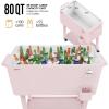 imageVINGLI 80 Quart Rolling Ice Chest Portable Patio Party Bar Drink Cooler Cart with Shelf Beverage Pool with Bottle OpenerPink