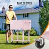 imageVINGLI 80 Quart Rolling Ice Chest Portable Patio Party Bar Drink Cooler Cart with Shelf Beverage Pool with Bottle OpenerPink
