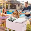 imageVINGLI 80 Quart Rolling Ice Chest Portable Patio Party Bar Drink Cooler Cart with Shelf Beverage Pool with Bottle OpenerPink