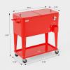 imageVINGLI 80 Quart Rolling Ice Chest Portable Patio Party Bar Drink Cooler Cart with Shelf Beverage Pool with Bottle OpenerRed