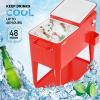 imageVINGLI 80 Quart Rolling Ice Chest Portable Patio Party Bar Drink Cooler Cart with Shelf Beverage Pool with Bottle OpenerRed